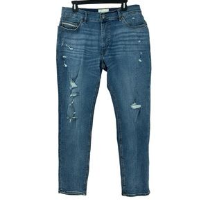 Sun & Stone Men’s Distressed Skinny Fit Medium Wash Arid Blue Jeans Size 34